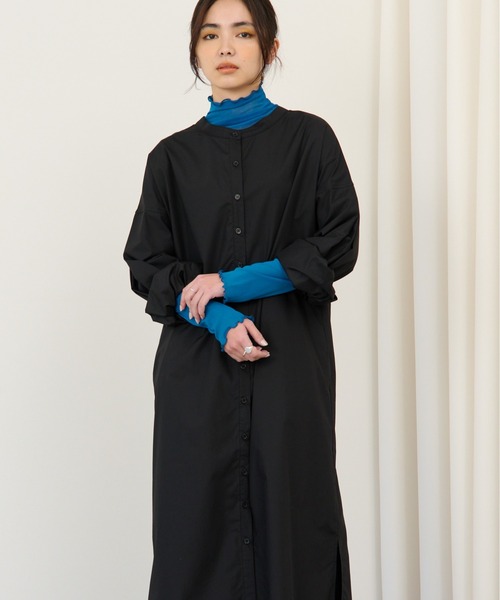 ECRIRE（エクリール）の「【nanaコラボ】前後2wayスタンドカラーシャツワンピース（シャツワンピース・レディース・ブラック/オフホワイト/カーキ/ピンク・M/L）」の15枚目の写真