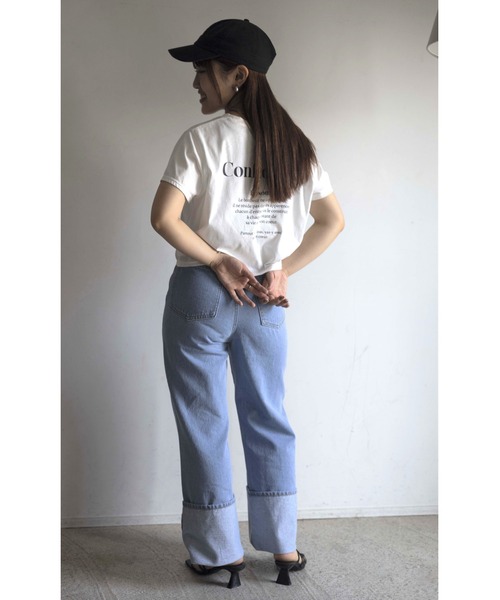 Yucca(ユッカ)の「ロールアップデニムパンツ (MEKKE 低身長向け)(デニムパンツ・レディース・サックスブルー/ネイビー・X-SMALL/SMALL)」の7枚目の写真