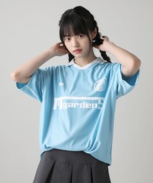 MSG | オーバーサイズ襟配色ロゴプリントゲームTシャツ　ユニフォームシャツ(Tシャツ/カットソー)