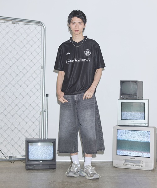 TWS トゥアス　JERSEY ユニフォーム　トレカなし　Mサイズ　新品未使用 セール】オーバーサイズ襟配色ロゴプリントゲーム半袖Tシャツ