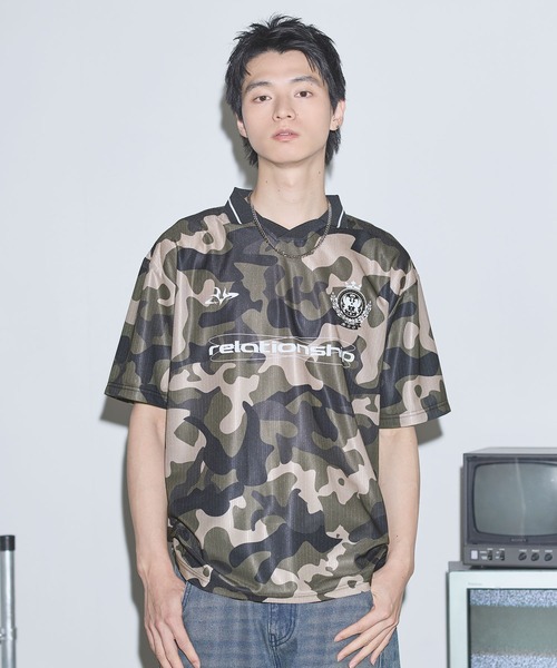 MSG（エムエスジー）の「オーバーサイズ襟配色ロゴプリントゲーム半袖Tシャツ　ユニフォームシャツ【UNISEX】（Tシャツ/カットソー・メンズ・ホワイト/ブラック/レッド/グリーン/サックスブルー/ネイビー/グレー/ブラック系/カモフラージュ・L/M/XL/S）」の11枚目の写真