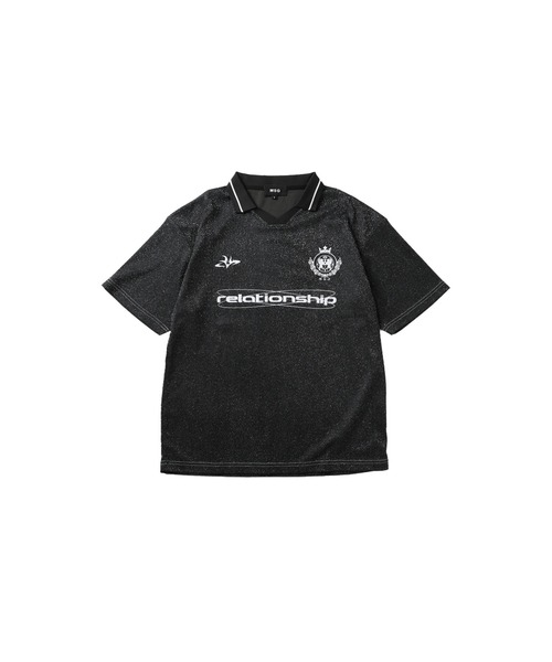 セール】オーバーサイズ襟配色ロゴプリントゲーム半袖Tシャツ
