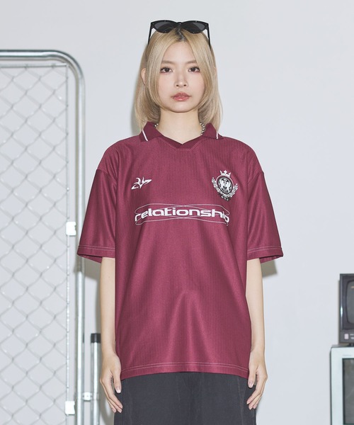 MSG（エムエスジー）の「オーバーサイズ襟配色ロゴプリントゲーム半袖Tシャツ　ユニフォームシャツ【UNISEX】（Tシャツ/カットソー・メンズ・ホワイト/ブラック/レッド/グリーン/サックスブルー/ネイビー/グレー/ブラック系/カモフラージュ・L/M/XL/S）」の22枚目の写真