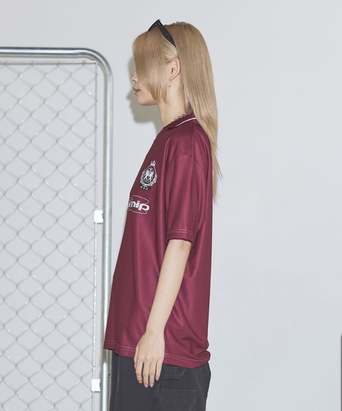 MSG（エムエスジー）の「オーバーサイズ襟配色ロゴプリントゲーム半袖Tシャツ　ユニフォームシャツ【UNISEX】（Tシャツ/カットソー・メンズ・ホワイト/ブラック/レッド/グリーン/サックスブルー/ネイビー/グレー/ブラック系/カモフラージュ・L/M/XL/S）」の17枚目の写真