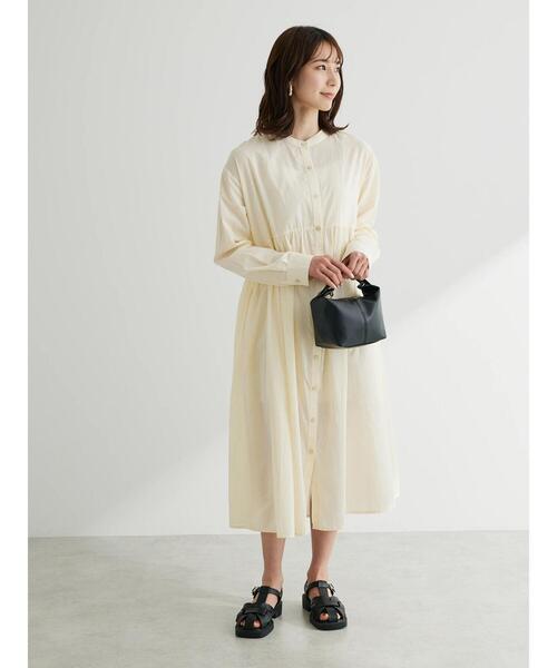 Green　Parks（グリーンパークス）の「ボリュームギャザーシャツワンピース（シャツワンピース・レディース・ラベンダー/チャコールグレー/ホワイト系その他2・FREE）」の6枚目の写真