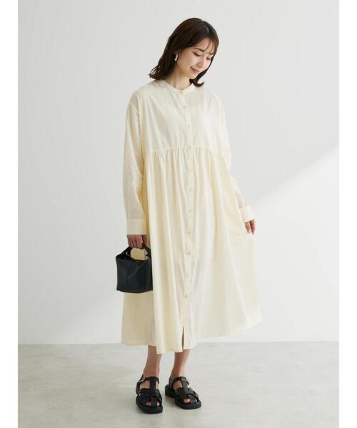 Green　Parks（グリーンパークス）の「ボリュームギャザーシャツワンピース（シャツワンピース・レディース・ラベンダー/チャコールグレー/ホワイト系その他2・FREE）」の7枚目の写真
