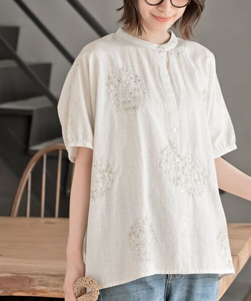 サガラ刺繍バンドカラードルマンブラウス（シャツ/ブラウス）｜rps