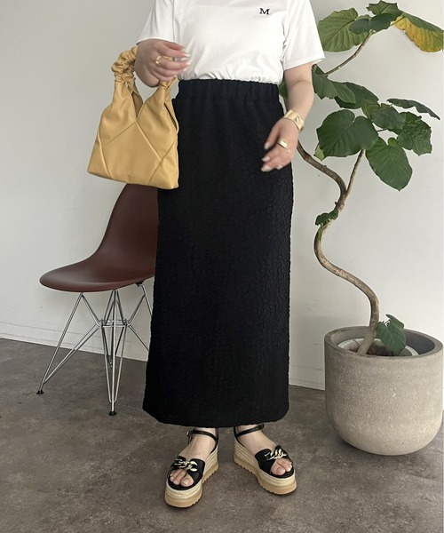 prose verse(プロズヴェール)の「ストレッチポップコーンナロースカート(スカート・レディース・ブラック/グリーン/ブルー・MEDIUM)」の4枚目の写真