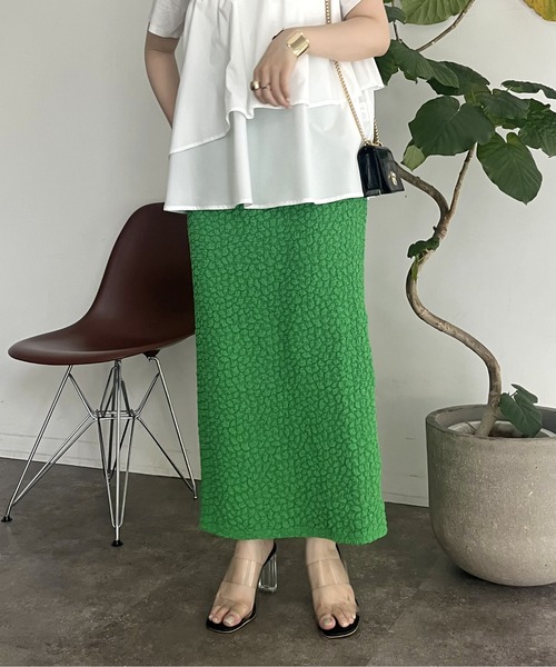 prose verse(プロズヴェール)の「ストレッチポップコーンナロースカート(スカート・レディース・ブラック/グリーン/ブルー・MEDIUM)」の15枚目の写真