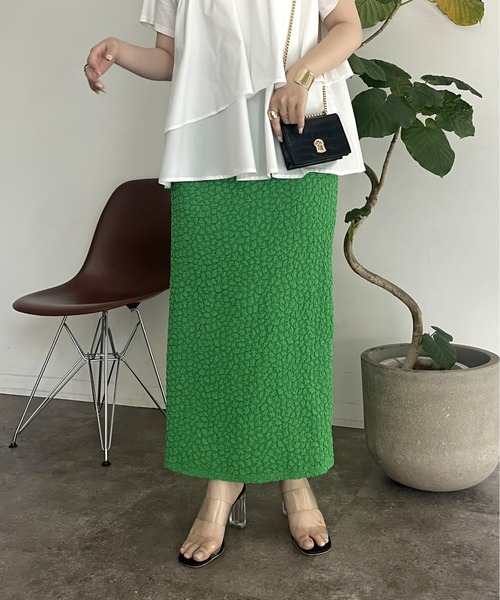 prose verse(プロズヴェール)の「ストレッチポップコーンナロースカート(スカート・レディース・ブラック/グリーン/ブルー・MEDIUM)」の16枚目の写真