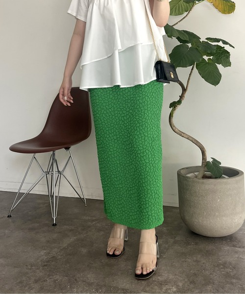 prose verse(プロズヴェール)の「ストレッチポップコーンナロースカート(スカート・レディース・ブラック/グリーン/ブルー・MEDIUM)」の17枚目の写真