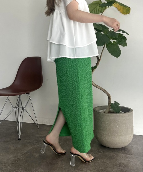 prose verse(プロズヴェール)の「ストレッチポップコーンナロースカート(スカート・レディース・ブラック/グリーン/ブルー・MEDIUM)」の19枚目の写真