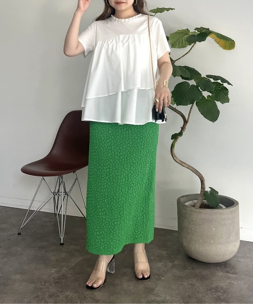 prose verse(プロズヴェール)の「ストレッチポップコーンナロースカート(スカート・レディース・ブラック/グリーン/ブルー・MEDIUM)」の21枚目の写真