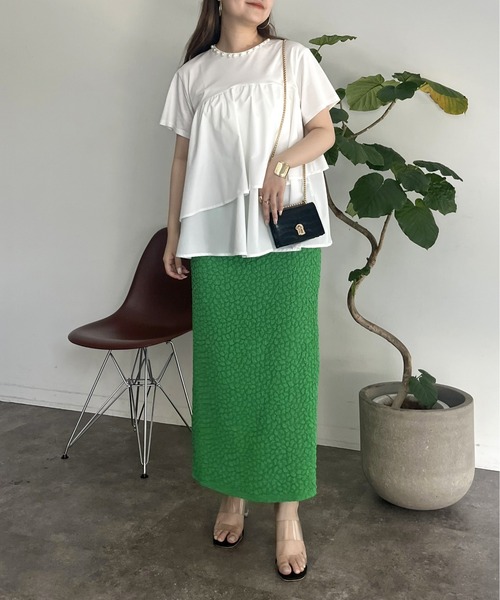 prose verse(プロズヴェール)の「ストレッチポップコーンナロースカート(スカート・レディース・ブラック/グリーン/ブルー・MEDIUM)」の22枚目の写真