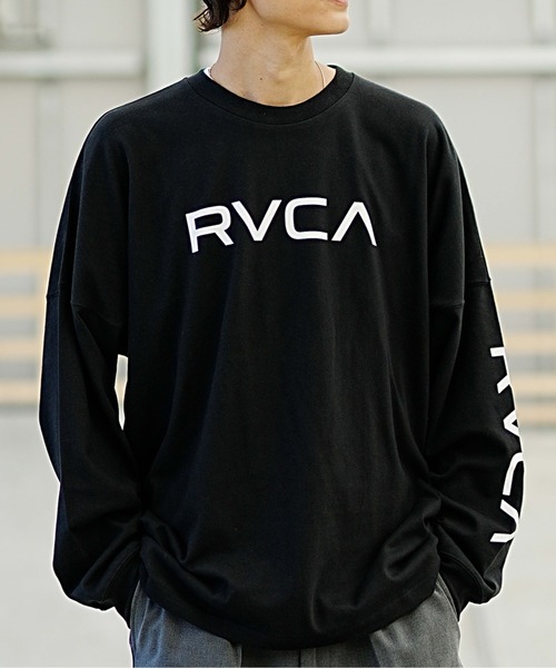 RVCA（ルーカ）の「RVCA/ルーカ ロゴロンT オーバーサイズ ドロップショルダー BD042-064（Tシャツ/カットソー・メンズ・カーキ/ブラック×ブラック/ホワイト×ブラック・M/S/L）」の2枚目の写真