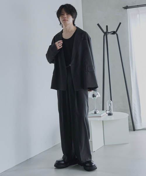 ADAMASTE（アダマスト）の「ワンタックワイドテーパードスラックス【セットアップ対応】【低身長向け】（スラックス・メンズ・ブラック・LARGE/MEDIUM/SMALL）」の4枚目の写真