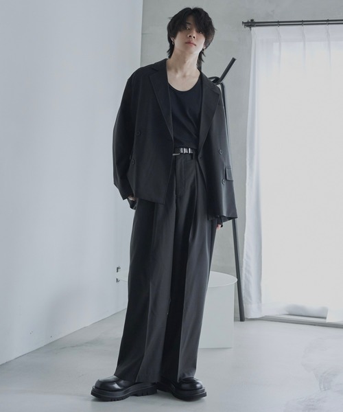 ADAMASTE（アダマスト）の「ワンタックワイドテーパードスラックス【セットアップ対応】【低身長向け】（スラックス・メンズ・ブラック・LARGE/MEDIUM/SMALL）」の5枚目の写真