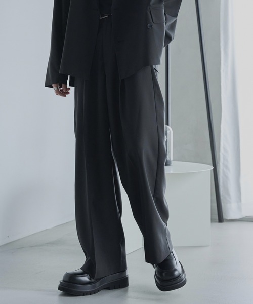 ADAMASTE（アダマスト）の「ワンタックワイドテーパードスラックス【セットアップ対応】【低身長向け】（スラックス・メンズ・ブラック・LARGE/MEDIUM/SMALL）」の6枚目の写真