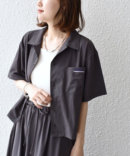 THOUSAND MILE(サウザンドマイル)の「* 〈洗濯機可能〉THOUSANDMILE 撥水 シャツ セットアップ◆(シャツ/ブラウス・レディース・ライトグレー/ブラック/ダークグレー・ONE SIZE)」の3枚目の写真