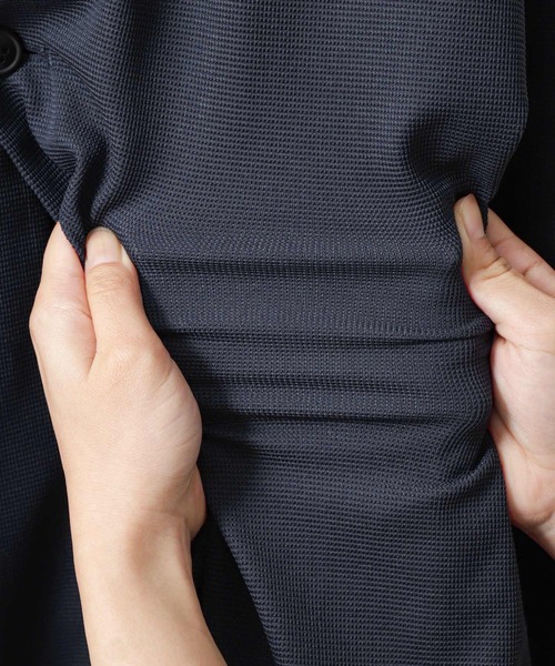 ZIP FIVE（ジップファイブ）の「【ZIP FIVE】【楽かるイージー】ポリエステルメッシュノーカラージャケット【機能素材】（ノーカラージャケット・メンズ・ブラック/ネイビー・SMALL/MEDIUM/LARGE/X-LARGE）」の11枚目の写真