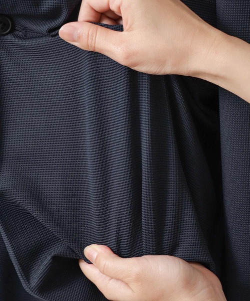 ZIP FIVE（ジップファイブ）の「【ZIP FIVE】【楽かるイージー】ポリエステルメッシュノーカラージャケット【機能素材】（ノーカラージャケット・メンズ・ブラック/ネイビー・SMALL/MEDIUM/LARGE/X-LARGE）」の8枚目の写真