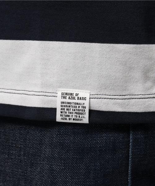 AZUL by moussy(アズールバイマウジー)の「太ボーダーVネック半袖ポケT(Tシャツ/カットソー・メンズ・ホワイト/トップグレー・SMALL/LARGE/X-SMALL/X-LARGE/MEDIUM)」の9枚目の写真