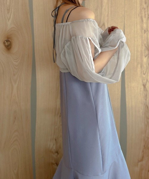 apres jour clair(アプレジュールクレア)の「【apres jour clair】【SET UP可能】マーメイドキャミワンピース【ZOZOTOWN限定アイテム】(ワンピース・レディース・アイボリー/ブラウン系その他/ブルー・フリー/X-LARGE)」の4枚目の写真