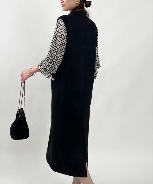 PICCIN PERLA（ピッチンペルラ）の「パール付きストレートジャンスカ（サロペット/オーバーオール・レディース・ブラック/グレー/アイボリー・M）」の7枚目の写真