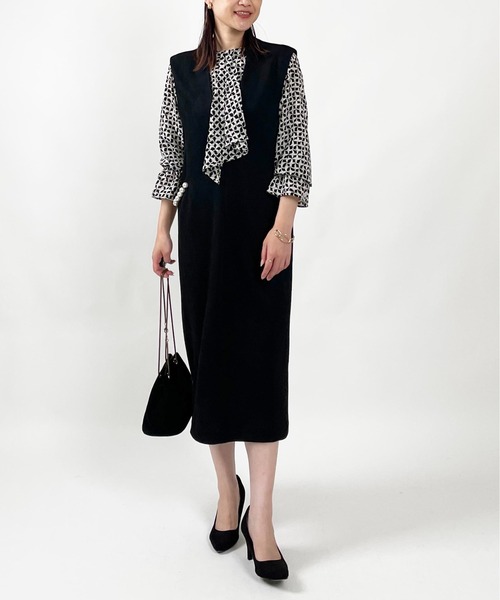 PICCIN PERLA（ピッチンペルラ）の「パール付きストレートジャンスカ（サロペット/オーバーオール・レディース・ブラック/グレー/アイボリー・M）」の13枚目の写真