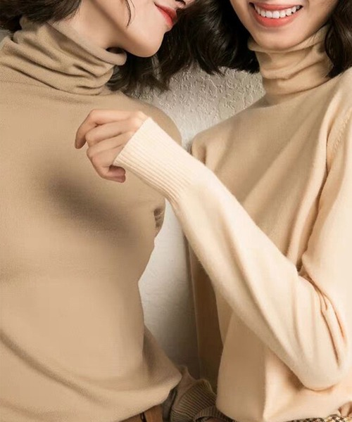 aimoha（アイモハ）の「ハイネック　ニットトップス（ニット/セーター・レディース・レッド/キャメル/グレー/ブラック/ホワイト/イエロー・MEDIUM/X-LARGE/LARGE）」の15枚目の写真