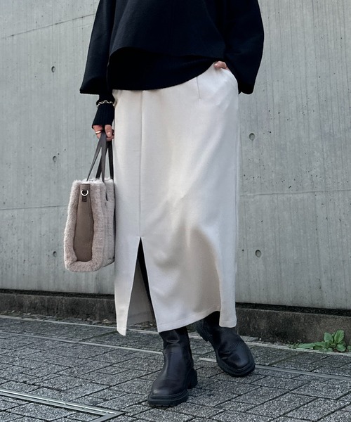 un dix cors（アンディコール）の「ドビー織裏毛スリットナロースカート（スカート・レディース・ブラック/モカ/ベージュ・FREE）」の21枚目の写真
