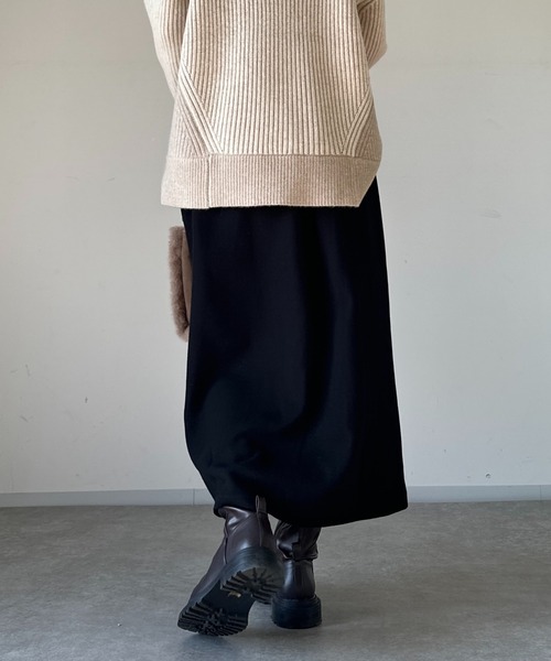 un dix cors（アンディコール）の「ドビー織裏毛スリットナロースカート（スカート・レディース・ブラック/モカ/ベージュ・FREE）」の6枚目の写真