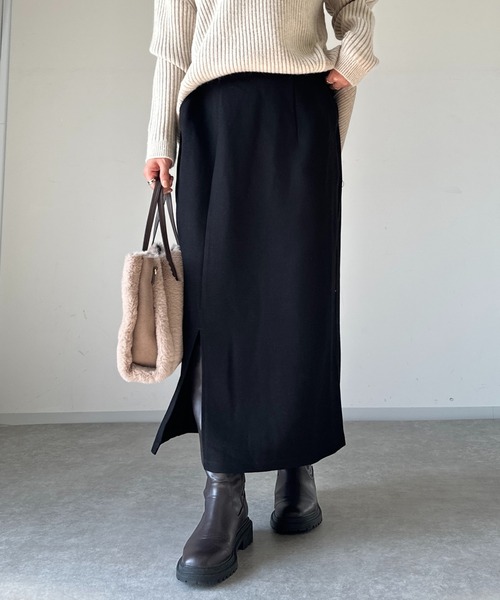 un dix cors（アンディコール）の「ドビー織裏毛スリットナロースカート（スカート・レディース・ブラック/モカ/ベージュ・FREE）」の7枚目の写真