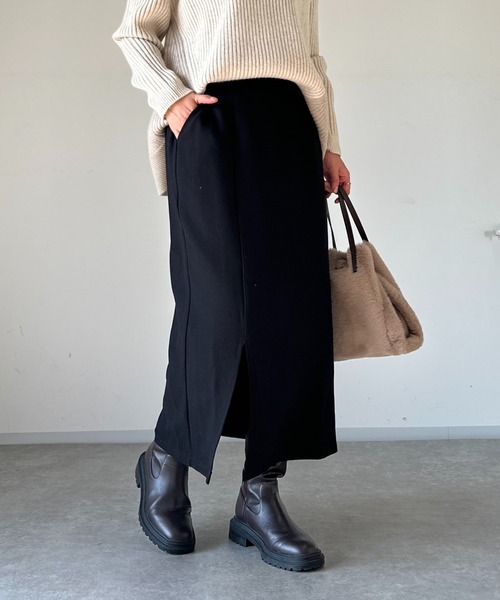 un dix cors（アンディコール）の「ドビー織裏毛スリットナロースカート（スカート・レディース・ブラック/モカ/ベージュ・FREE）」の8枚目の写真