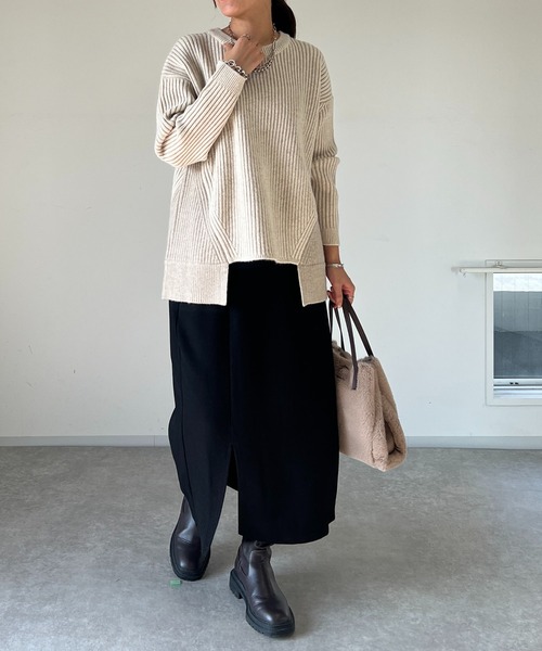 un dix cors（アンディコール）の「ドビー織裏毛スリットナロースカート（スカート・レディース・ブラック/モカ/ベージュ・FREE）」の12枚目の写真