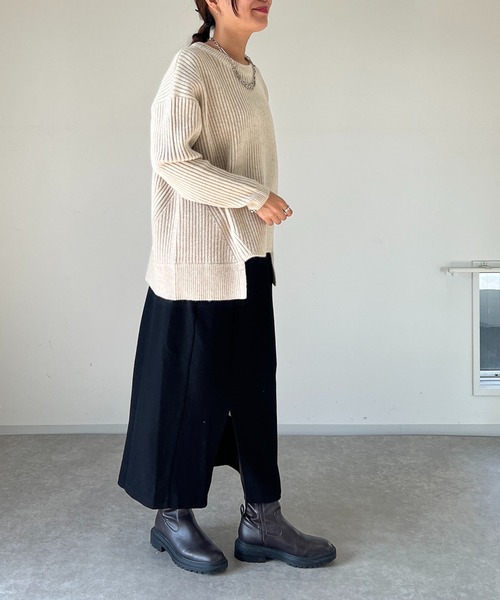 un dix cors（アンディコール）の「ドビー織裏毛スリットナロースカート（スカート・レディース・ブラック/モカ/ベージュ・FREE）」の10枚目の写真