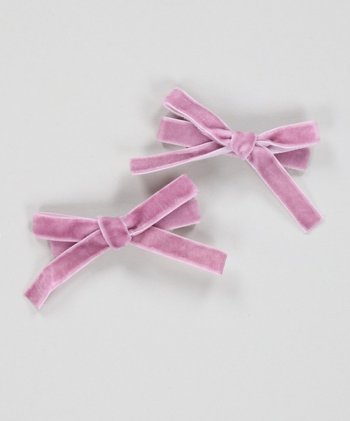 SPINNS（スピンズ）の「【2個セット】ベロアリボンヘアクリップ（バレッタ/ヘアクリップ・レディース・ブラック/レッド/ピンク・ONESIZE）」の2枚目の写真