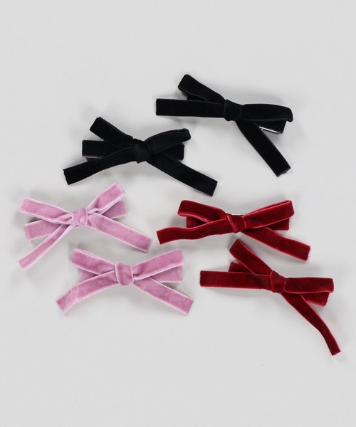 SPINNS（スピンズ）の「【2個セット】ベロアリボンヘアクリップ（バレッタ/ヘアクリップ・レディース・ブラック/レッド/ピンク・ONESIZE）」の7枚目の写真