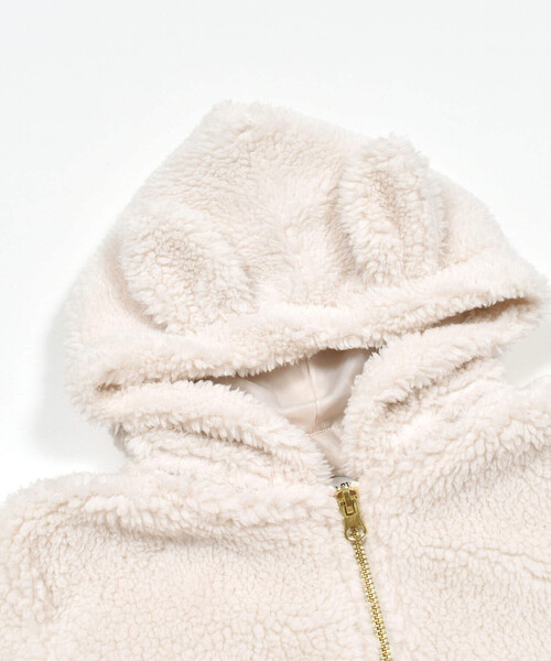 SLAP SLIP（スラップスリップ）の「ウサギ耳フード付きボアパーカー(80~130cm)（パーカー・キッズ・ピンク/オフホワイト・100cm/90cm/110cm/120cm/130cm/80ｃｍ）」の4枚目の写真