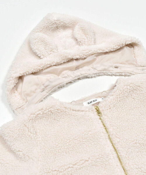 SLAP SLIP（スラップスリップ）の「ウサギ耳フード付きボアパーカー(80~130cm)（パーカー・キッズ・ピンク/オフホワイト・100cm/90cm/110cm/120cm/130cm/80ｃｍ）」の9枚目の写真