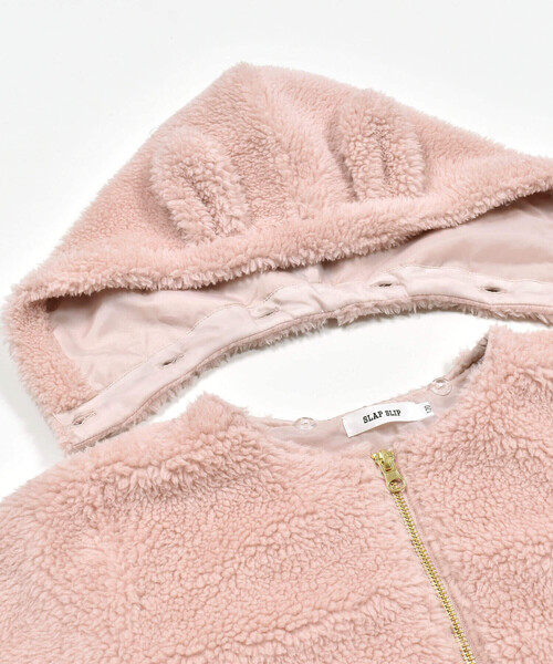 SLAP SLIP（スラップスリップ）の「ウサギ耳フード付きボアパーカー(80~130cm)（パーカー・キッズ・ピンク/オフホワイト・100cm/90cm/110cm/120cm/130cm/80ｃｍ）」の10枚目の写真