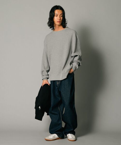 JEMORGAN（ジェーイーモーガン）の「【JEMORGAN/ジェーイーモーガン】オーバーサイズ　ビッグシルエット　ヘビーウェイト　ワッフル　トレーナー（スウェット・メンズ・ブラック/杢グレー/マスタード/カーキ・X-LARGE/LARGE/MEDIUM）」の5枚目の写真