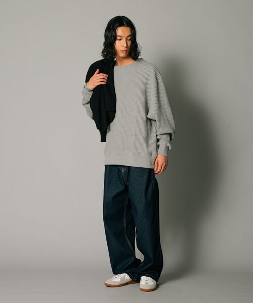 JEMORGAN（ジェーイーモーガン）の「【JEMORGAN/ジェーイーモーガン】オーバーサイズ　ビッグシルエット　ヘビーウェイト　ワッフル　トレーナー（スウェット・メンズ・ブラック/杢グレー/マスタード/カーキ・X-LARGE/LARGE/MEDIUM）」の6枚目の写真