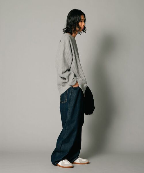 JEMORGAN（ジェーイーモーガン）の「【JEMORGAN/ジェーイーモーガン】オーバーサイズ　ビッグシルエット　ヘビーウェイト　ワッフル　トレーナー（スウェット・メンズ・ブラック/杢グレー/マスタード/カーキ・X-LARGE/LARGE/MEDIUM）」の9枚目の写真