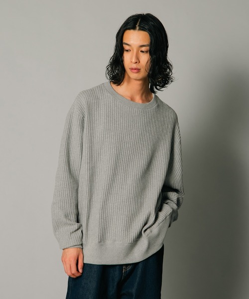 JEMORGAN（ジェーイーモーガン）の「【JEMORGAN/ジェーイーモーガン】オーバーサイズ　ビッグシルエット　ヘビーウェイト　ワッフル　トレーナー（スウェット・メンズ・ブラック/杢グレー/マスタード/カーキ・X-LARGE/LARGE/MEDIUM）」の2枚目の写真