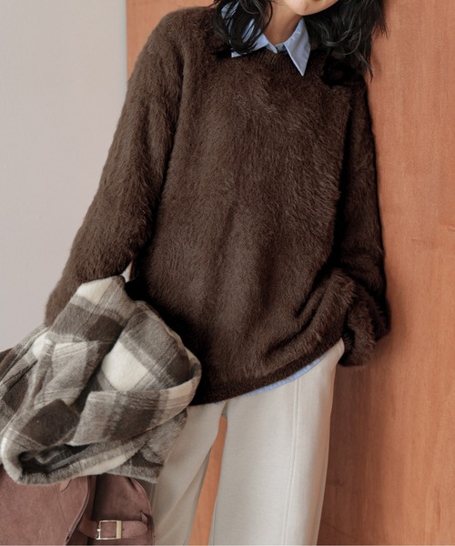 AMELY（エミリー）の「シャギーニット（ニット/セーター・レディース・ライトグレー系2/カーキ系2/イエロー系その他/アイボリー系1/ブラック系その他2/ライトグレー系/イエロー系その他2/ブラウン系その他2/アイボリー系2/ブラック系その他/ブルー系その他2/カーキ系/ブラウン系その他/ブルー系その他・フリー）」の7枚目の写真