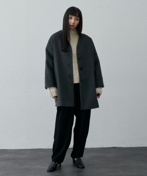 Libra Cue（リブラ キュー）の「ルーズシルエットタックスラックスパンツ（スラックス・レディース・カーキ/ブラック・FREE）」の8枚目の写真