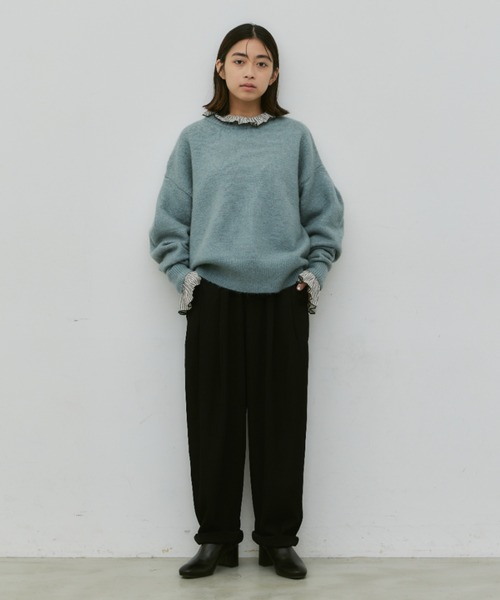 Libra Cue（リブラ キュー）の「ルーズシルエットタックスラックスパンツ（スラックス・レディース・カーキ/ブラック・FREE）」の12枚目の写真