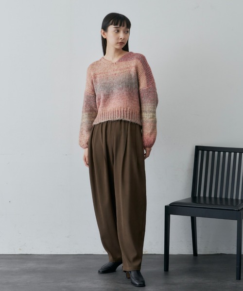 Libra Cue（リブラ キュー）の「ルーズシルエットタックスラックスパンツ（スラックス・レディース・カーキ/ブラック・FREE）」の15枚目の写真