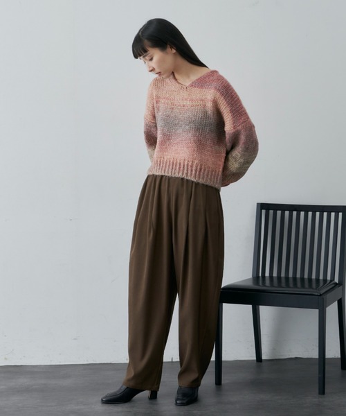 Libra Cue（リブラ キュー）の「ルーズシルエットタックスラックスパンツ（スラックス・レディース・カーキ/ブラック・FREE）」の16枚目の写真